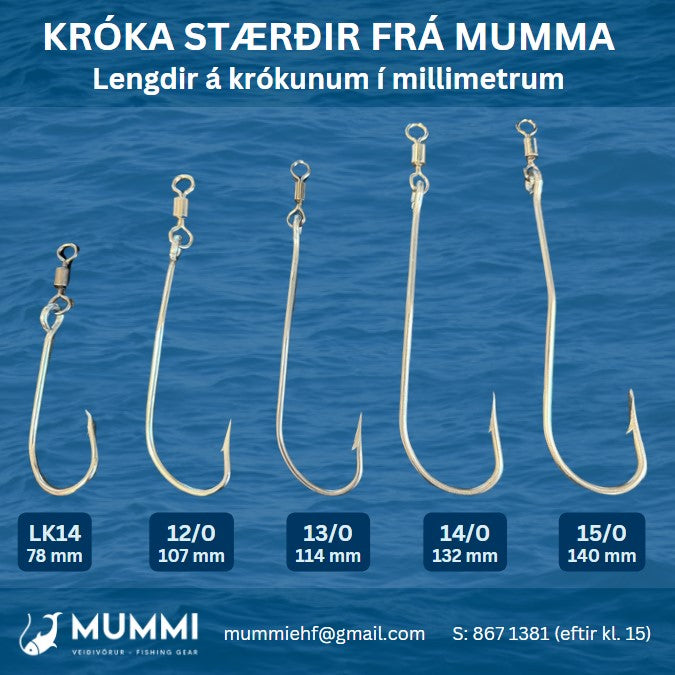 13/0 Hooks, Standard, 10 pcs per pack